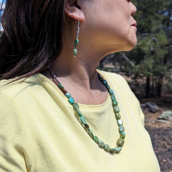 Navajo Turquoise Bead Necklace Earring Set Handmade‎ Native American Jewelry*** - Picture 5 of 12